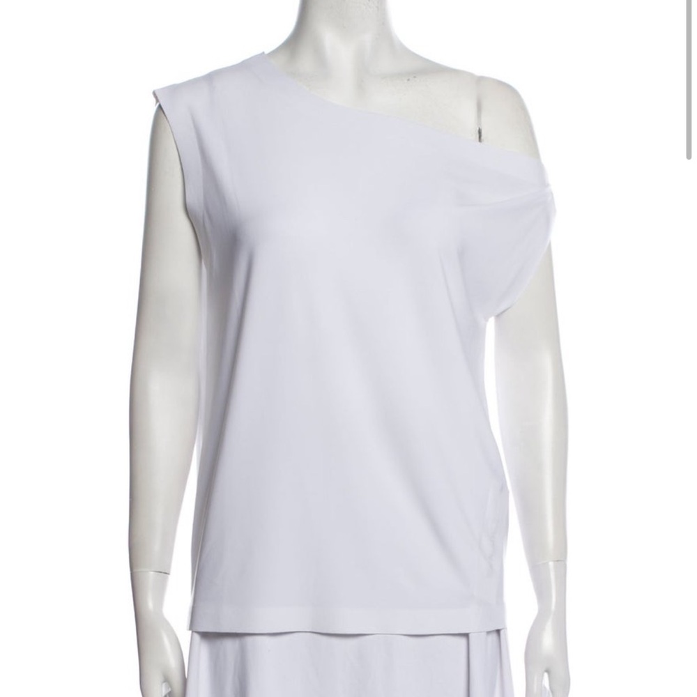 Norma Kamali Elegant White ins shoulder top